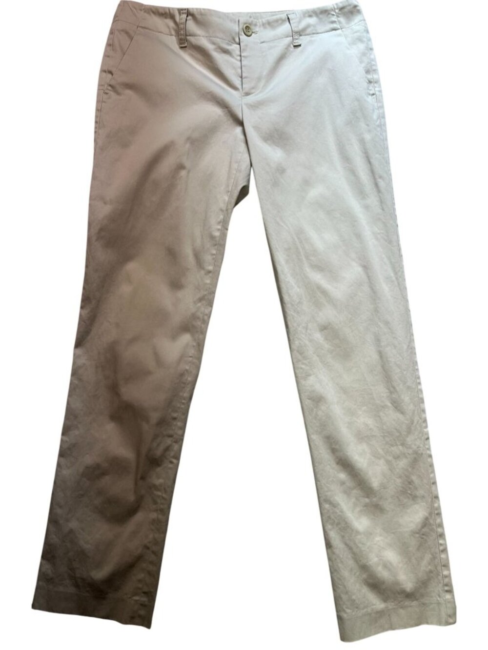 Theory Women's Slim Fit Cotton Chino Pants Flat Front Size 8 Beige Solid Pockets